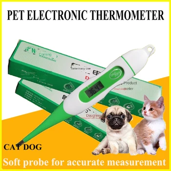 1 шт. Больничный термометр для кошек, собак, лихорадка, холодная полость, универсальный электронный ЖК-экран, мягкий наконечник, изолирующий рукав, чехол