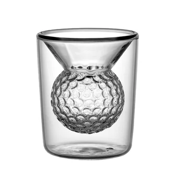 1 штука Прозрачная стеклянная чашка с двойными стенками объемом 50 мл в форме гольфа, рюмки малой емкости для спиртного коктейля, подарок для любителя гольфа