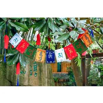 10 шт./строка, Мини Красочные Молитвенные Флаги, Флаг Лошади Ветра, Флаг Буддийской церемонии, Украшение Тибетскими символами.