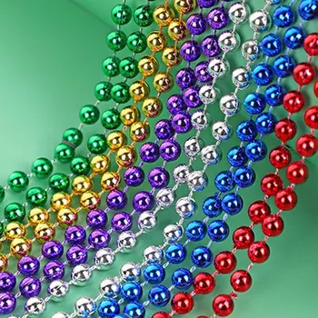 12 шт. бусин Mardi Gras круглых металлических цветов, ожерелье из бисера на День Святого Патрика, аксессуар для костюмированного ужина