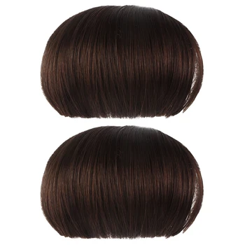2 РАЗА прямая челка для гладкого наращивания, парик с бахромой (темно-коричневый)