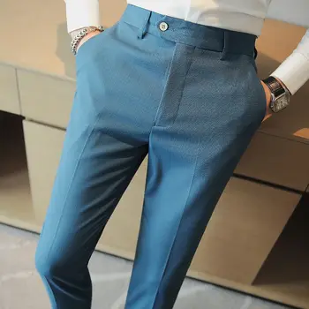 2023 Высококачественные мужские Роскошные костюмные брюки Формальные деловые Брюки для стройных ног Длинные брюки Свадебные Элегантные Рабочие брюки A108