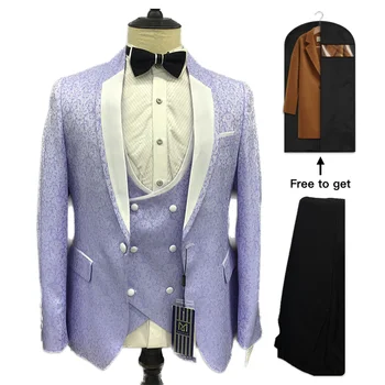 2023 Новые мужские свадебные костюмы Итальянского дизайна, Черный смокинг для курения, Жаккардовая куртка, 3 предмета, куртка жениха Терно, Брючный жилет для мужчин