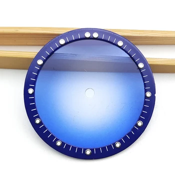 28,5 мм Стерильный полый циферблат часов с синим полупрозрачным маркером Циферблат часов NH70 NH35 NH36 NH38 Японский механизм Аксессуары Ремонт деталей