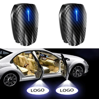2шт Универсальный беспроводной светодиодный проектор приветствия двери автомобиля, логотип, Призрачный теневой свет, Лазерный атмосферный свет, Автомобильные аксессуары для Ford