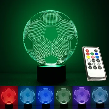 3d осветительный прибор Футбольная светодиодная настольная ночная лампа с дистанционным управлением, изменяющая цвет RGB, ночники для помещений, иллюзия настольной лампы, подарок ребенку