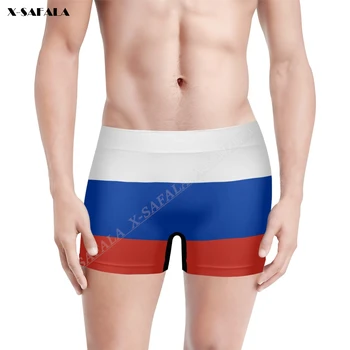 3D печать флага России, Дышащее мужское нижнее белье, шорты, бесшовные брюки, высокоэластичные купальники, пляжные трусы для плавания