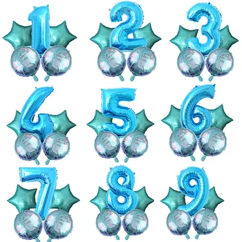 5 шт./лот, 32-дюймовые воздушные шары из фольги со звездой, гелиевый шар, Хвост Русалки, Круглые шары, Украшения для детского Дня рождения, дети