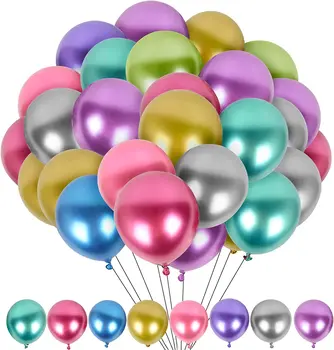 50 ШТ. 10-дюймовых металлических латексных воздушных шаров разного цвета, набор декоративных воздушных шаров для Дня рождения, свадьбы, рождественской вечеринки