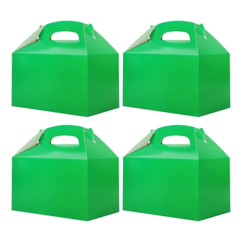 50 шт. Коробки для праздничных угощений Белые коробки для конфет Пакеты для закусок с ручкой Бумажные подарочные пакеты для печенья Двускатные коробки зеленого цвета
