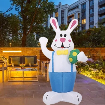 6-футовый надувной Пасхальный кролик, держащий яйцо со светодиодной подсветкой, Большие Пасхальные надувные игрушки, наружные украшения для сада, подарка на вечеринку во дворе.