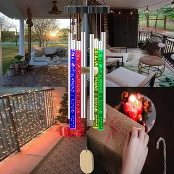 7 красочных пузырьковых колонн, ночник, Колокольчики, Украшение сада, Подвесная лампа на дереве, Водонепроницаемый Подвесной светильник на открытом воздухе