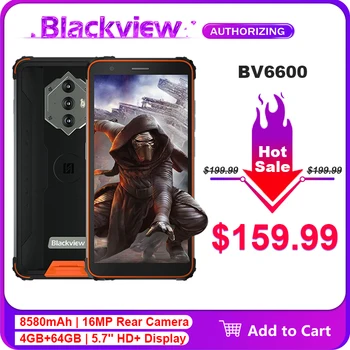 Blackview BV6600 IP68 Водонепроницаемый Прочный Мобильный Телефон 8580 мАч 4 ГБ + 64 ГБ 5,7 