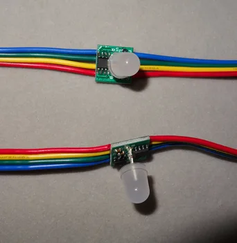 DC12V WS2818 RGB полноцветный адресуемый светодиодный пиксельный светильник; не водонепроницаемый; расстояние между проводами 10 см; с цветным проводом; 100 шт./строка