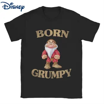 Disney Born Grumpy Seven Dwarfs Белоснежка Мужская Футболка С Коротким Рукавом И Круглым вырезом Футболки Из Чистого Хлопка Праздничная Одежда