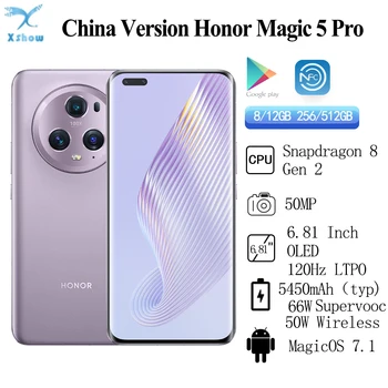 HONOR Magic 5 Pro 5G Snapdragon8 Gen 2 5450 мАч 66 Вт SuperVOOC 6,81 Дюйма OLED 120 Гц Четырехгранный дисплей 50 Мп NFC OTA