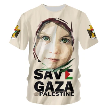 IFPD Girl Printed Save Gaza 3D Мужская Рубашка Palestine Летняя Повседневная Рубашка С Коротким Рукавом Унисекс С Национальным Гербом Палестины Одежда