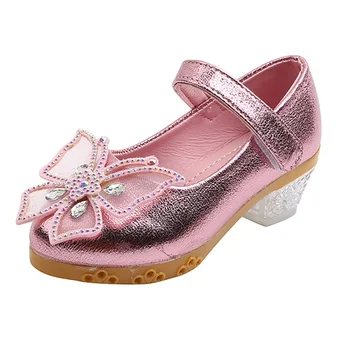 Kruleepo Princess/ Обувь из искусственной кожи с украшением в виде кристаллов для девочек, для маленьких детей, с бабочкой, со стразами, для выступлений на вечеринке, для показа на подиуме, Schuhe