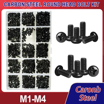 M1 M1.2 M1.4 M1.6 M2 M2.5 M3 M4 Болт С крестообразной круглой головкой, Черный Машинный Винт С Плоской головкой, Комплект для подбора метрической резьбы Из углеродистой стали