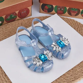 Melissa 2023/ Детские сандалии Baotou для девочек, водонепроницаемые сверкающие бриллиантами полые сандалии для маленьких девочек, желейные туфли принцессы HMI120
