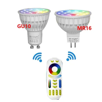 Miboxer Dimmable 4W MR16 AC86-265V GU10 Светодиодная лампа с регулируемой яркостью RGB + Теплый белый + Белый (RGB + CCT) Прожектор для внутренней Гостиной