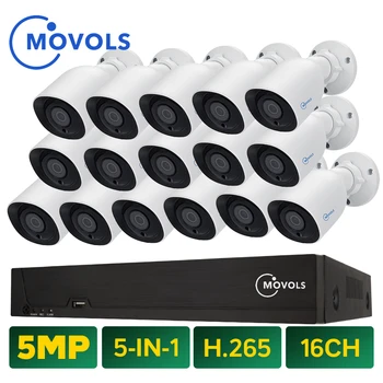 MOVOLS 5MP Security Camera System 16CH H.265 XVR HD Outdoor Indoor 16x5mp 2560*1920HD Комплекты Камер Видеонаблюдения