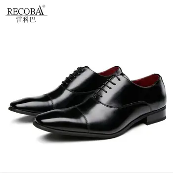 RECOBA/ мужская деловая кожаная обувь из воловьей кожи, тонкие туфли, повседневные вечерние свадебные туфли, трендовая мужская обувь для джентльменов-старшин 3