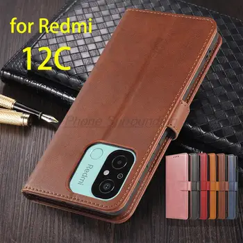 Redmi 12C Case Бумажник Откидная Крышка Кожаный Чехол для Xiaomi Redmi 12C Сумки Для Телефонов из Искусственной Кожи защитная Кобура Fundas Coque