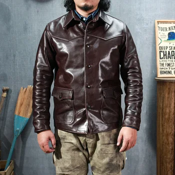 SDC1750 Азиатский Размер Мужская Тонкая винтажная куртка Storm Rider из натуральной итальянской Тосканской коровьей кожи