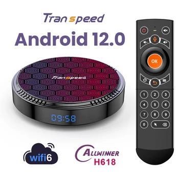 Transpeed Android 12 TV Box WiFi6 BT5.0 H618 Поддержка 8K 4K Четырехъядерный Cortex A53 G31 Голосовой Ассистент Телеприставка