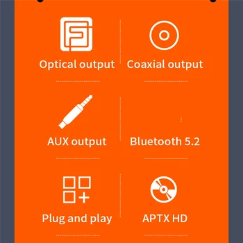 Беспроводной Приемник CSR APTX-HD Bluetooth 5.2 HiFi Стерео Аудио Адаптер Поддерживает Коаксиальное Оптическое Волокно для Усилителя