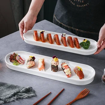 Блюдо для суши В Японском стиле Белое Настроение Блюда Гостиничная посуда в Китайском стиле Креативный Торт Дим Сам Длинная Тарелка Керамическая тарелка