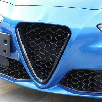Воздушные решетки на переднем бампере автомобиля V Образная рамка Декоративная наклейка Крышка с логотипом Аксессуары для 17-20 Alfa Romeo Giulia