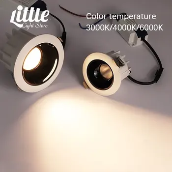 Встраиваемый потолочный светильник 7 Вт Светодиодный прожектор с антибликовым покрытием, мощный прожектор для торгового центра, отель, COB, белый светильник, прожектор