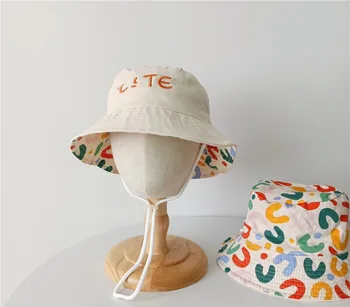 Горячая распродажа Летней детской двусторонней одежды, Рыбацкая шляпа для мальчиков и девочек, Детская солнцезащитная шляпа с тонким срезом, хлопковая солнцезащитная кепка
