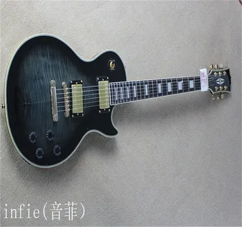 Горячая распродажа!!Черная гитара на заказ, черная накладка для гитары, золотые клавиши настройки в наличии