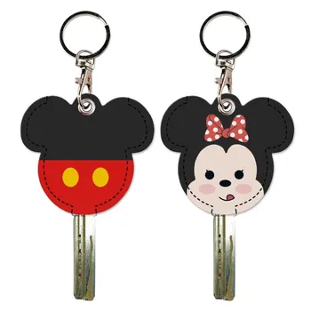 Держатель для ключей Disney с милым Микки и Минни, чехол для ключей из искусственной кожи, тонкая ключница, ключница для входа, защитный держатель для карт