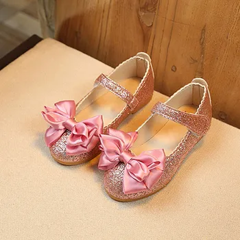 Дети 1-6 лет Девочка Принцесса с бантом для танцев из нубука Тонкие туфли для девочек Повседневная Мягкая обувь для вечеринок Брендовая танцевальная обувь для детей