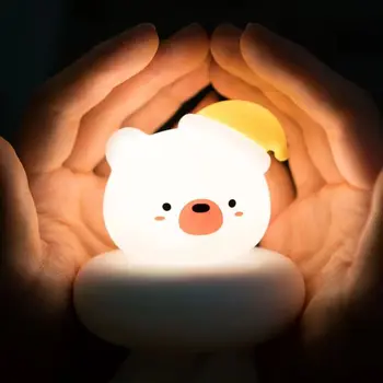 Детский ночник Медведь Панда Кролик Детский ночник Милый для дома Спальня Детский сенсорный датчик Светодиодная лампа с регулируемой яркостью Рождественский подарок