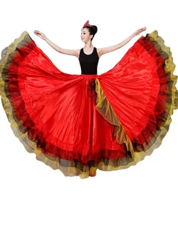 Женская новая юбка средней длины, Испанский танцевальный костюм, Женская одежда для выступления на сцене, юбка для хора для взрослых женщин