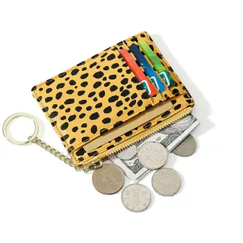 Женский короткий кошелек с карманом для карт на молнии из искусственной кожи, 8 слотов, отделение для кредитных карт, кошелек для мелочи с подвесным кольцом cartera
