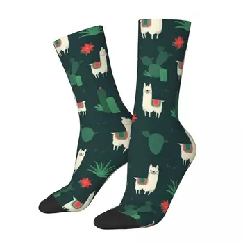 Забавные счастливые мужские компрессионные носки Fleece Navidad & Cactus Vintage Harajuku Cactus Street Novelty Бесшовные носки Crew Crazy
