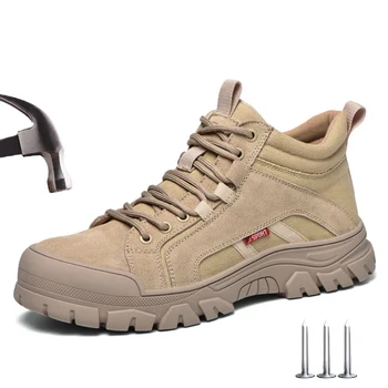 Защитная обувь Мужская Противоударная обувь со стальным носком, Неразрушаемые рабочие кроссовки, Дышащие защитные ботинки с композитным носком