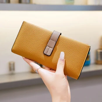 и новый маленький женский длинный кошелек со свежим цветовым контрастом, маленькая многофункциональная сумочка с пряжкой