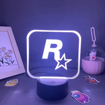 Игровой ЛОГОТИП Grand Theft Auto V Rockstar 3D Лавовая лампа, светодиодные ночники, классный подарок на День рождения для друга, стол для игровой комнаты, марк Декор