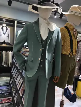 Изготовленный на заказ Новейший дизайн роскошные модные зеленые свадебные костюмы для мужчин Классический костюм жениха с отворотом для отдыха, приталенный вечерний официальный блейзер, пиджак только для вечеринки