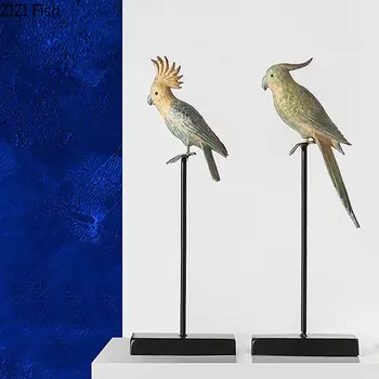 Имитация модели птицы, Статуя Попугая, Эстетика комнаты, украшение стола, Расписная скульптура птицы, Украшения из смолы, Современный домашний декор