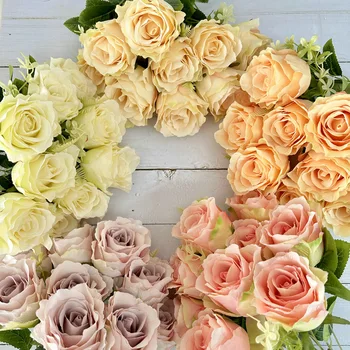 Искусственная роза с 9 Головками, Свадебное Украшение для дома, Розы, письмо от руки, реквизит для фотосъемки из искусственных цветов, Букет Невесты