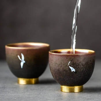 Керамическая печь превратила яркую чашку с медным дном в японскую ретро-керамическую чайную чашку кунг-фу, большую мастерскую чашку, персональную чайную чашку