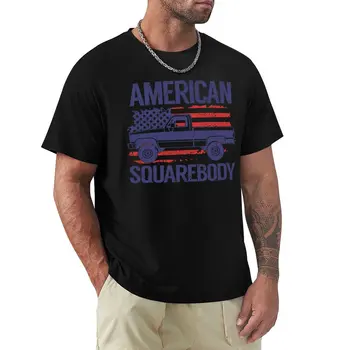Классический американский грузовик с квадратным кузовом, футболка с флагом США, футболки спортивных фанатов, футболки для тяжеловесов, мужские однотонные футболки